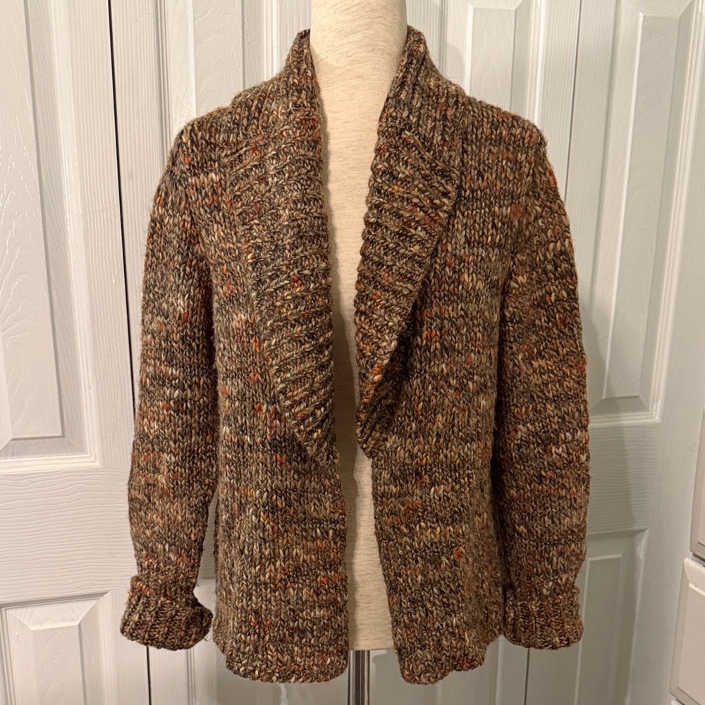 TALBOTS Women’s Chunky Knit Wool Alpaca Open Front Cardigan Sz XLp